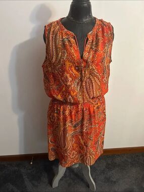 Lauren Ralph Lauren Sleeveless Paisley Orange Summer Dress